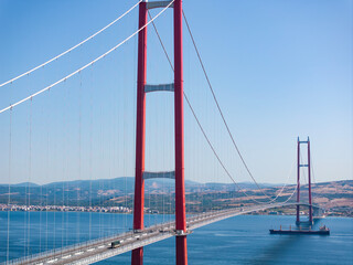 1915 Canakkale Bridge (1915 Canakkale Koprusu) Drone Photo, Eceabat Canakkale, Turkiye (Turkey)