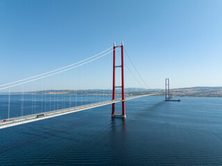 1915 Canakkale Bridge (1915 Canakkale Koprusu) Drone Photo, Eceabat Canakkale, Turkiye (Turkey)