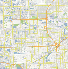 Map of Miami Gardens in Florida in a normal road map style. Contains layered vector with roads water, parks, etc.