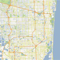 Obraz premium Map of Pembroke Pines in Florida in a normal road map style. Contains layered vector with roads water, parks, etc.