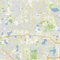 Obraz premium Map of Pine Hills in Florida in a normal road map style. Contains layered vector with roads water, parks, etc.