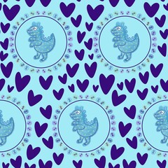 Cartoon animals seamless dinosaur pattern for wrapping paper and fabrics