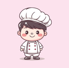 Obraz premium Cute man chef cartoon mascot illustration