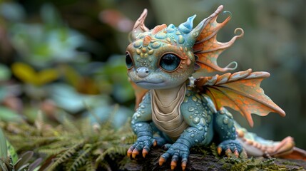 Fototapeta premium cute blue fairytale creature