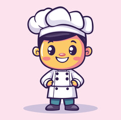 Cute man chef cartoon mascot illustration