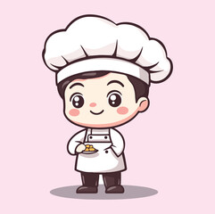 Cute man chef cartoon mascot illustration