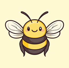 Cute bee cartoon mascot illustration