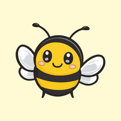 Cute bee cartoon mascot illustration