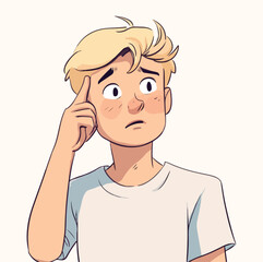 A boy with confuses posture concept illustration