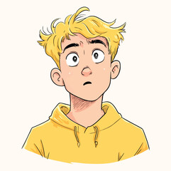 A boy with confuses posture concept illustration