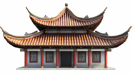 Fototapeta premium A chinese pagoda roof with traditional tiled layers and intricate eaves, isolated. Chinese Pagoda. Illustration