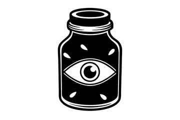 illustration vector graphic of glass bottle jar with spooky eye monster isolated perfect for Halloween poster or edit and customize your design, card, banner, social media Cartoon Grim Reaper death Ha