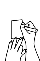 One continuous line, write and hold the notepad