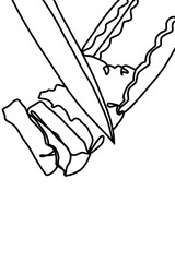 One continuous line, cooking food