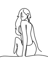 One continuous line, young posing and happy