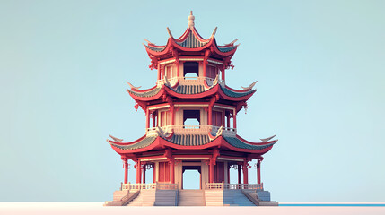 Obraz premium Ancient chinese pagoda. Chinese Pagoda. Illustration