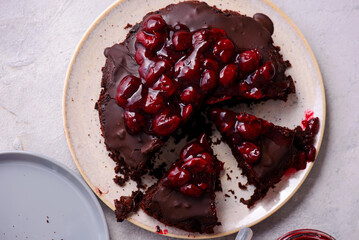 Chocolate Truffle Pie with Cherry Filling..style hugge .top veiw