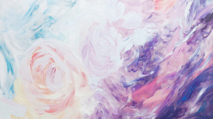 Fototapeta premium Closeup Artwork purple blue white mix brush stroke, splash color and oil, acrylic paint element.
