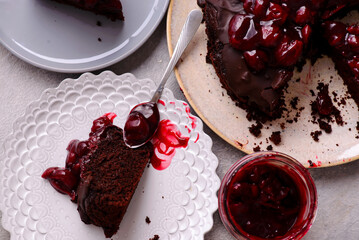 Chocolate Truffle Pie with Cherry Filling..style hugge .top veiw