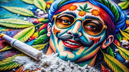 Fototapeta premium Humorous Illustrations of Cocaine Culture with Comical Elements and Quirky Designs for Stock Use