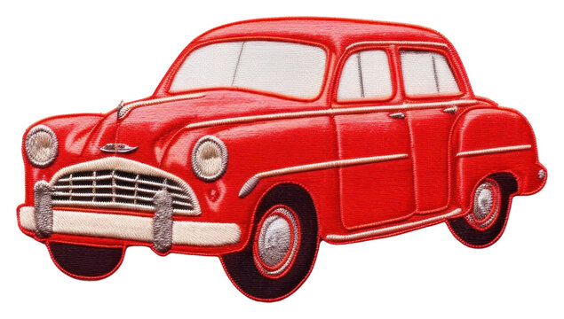 PNG Red car in embroidery style vehicle transportation automobile.