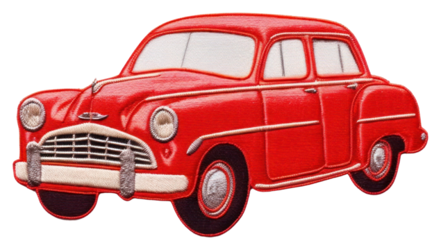 PNG Red car in embroidery style vehicle transportation automobile.