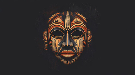 Elaborate african tribal mask. African Tribal Ceremony. Illustration