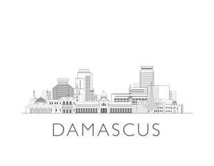 Damascus skyline cityscape vector illustration