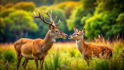 Fototapeta premium Intimate Connection Between Two Creatures in a Natural Setting, Showcasing Nature's Reproductive Cycle