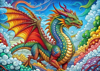 Intricate Adult Coloring Pages Featuring Majestic Dragons for Relaxation and Creativity Enhancement