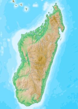 Blank physical topographic map of Madagascar