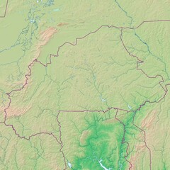 Blank physical topographic map of Burkina Faso