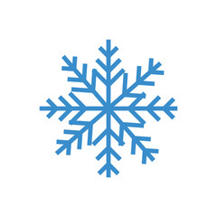 Snowflake sign. Blue Snowflake icon isolated on white background. Snow flake silhouette. Symbol of snow, holiday, cold weather, frost. Winter design element. Vector illustration 