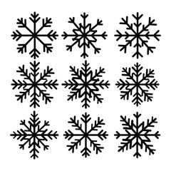 Snowflake icons. Snowflake symbols. Snow icon. Vector illustrator