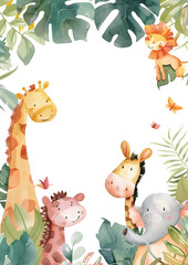 Naklejka premium Cute animal frame border