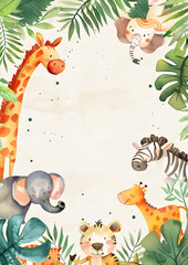 Cute animal frame border