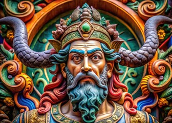 Obraz premium Intricate Moses Sculpture Featuring Distinctive Horns in Classic Artistic Style and Religious Symbolism