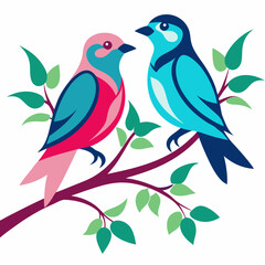 two birds on a branch