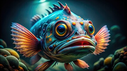 Fototapeta premium Intriguing and Unusual Images of Creepy Fish from the Depths of the Ocean's Mysterious Ecosystem