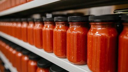 Tomato Sauce in Glass Jars | Freshly Made Homemade Sauce Preserved for Delicious Cooking