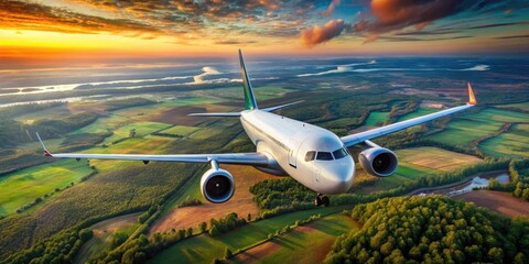 Naklejka premium Isolated Commercial Aircraft in Clean Background for Aviation and Transportation Industry Use