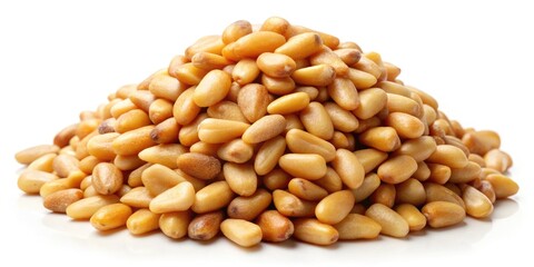 Isolated Pine Nuts on White Background Perfect for Culinary Uses, Health Food and Natural Snacks