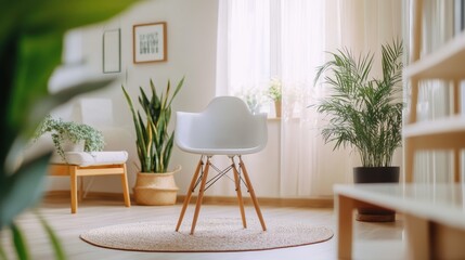 Obraz premium Minimalist home decor with thrift store finds for a cozy living space