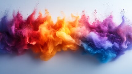 Abstract colorful powder explosion on white background.