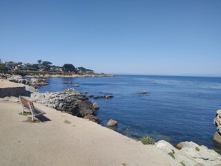 View From Coastal Trail With Bench