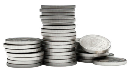 PNG Silver coin money transparent background.