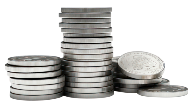 PNG Silver coin money transparent background.