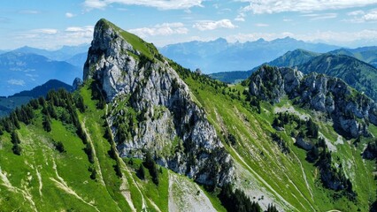 Paysage montagneux, vue du ciel