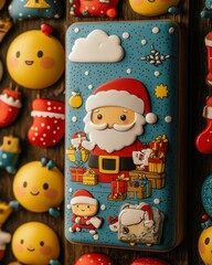 Festive Christmas Cookies: Colorful Santa Claus and Cute Emoji Designs for Holiday Cheer and Delicious Treats