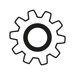Gear wheel doodle. Hand drawn cogwheel mechanism. Technology concept planning, business goal